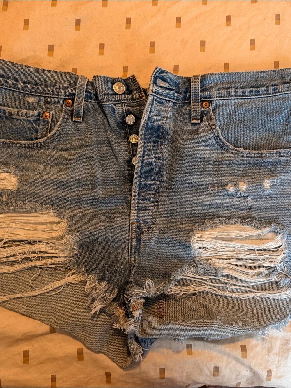 Levi's Light Blue Distressed Denim Jean Shorts